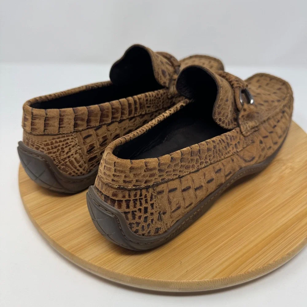 Donald J Pliner Loafers Mens 11 Brown Crocodile Embossed Bit ELEO I08 Italian